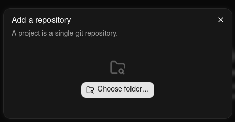 The Add a repository dialog with a Choose folder button
